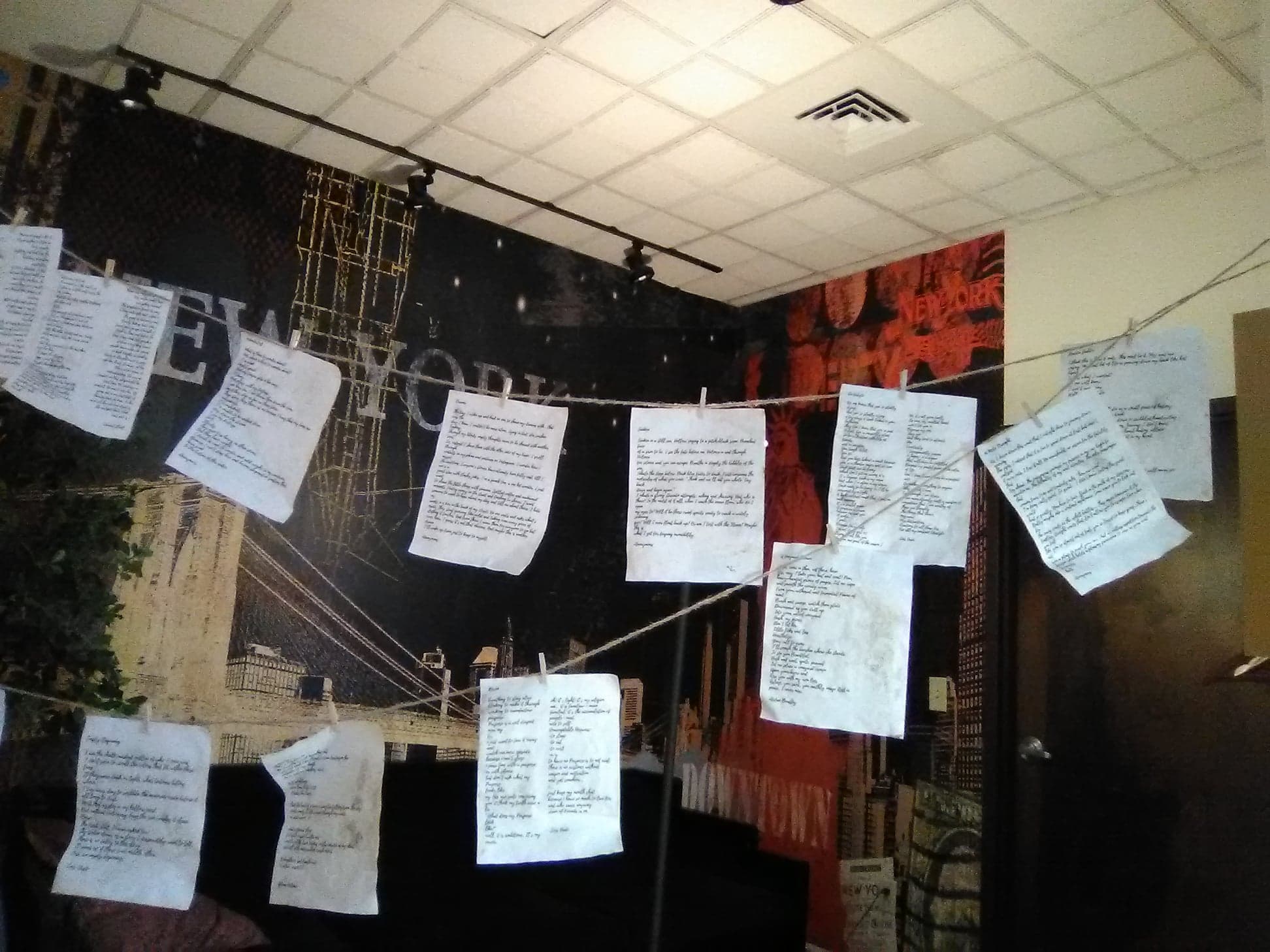 Letters to Hedda Gabler hung on string