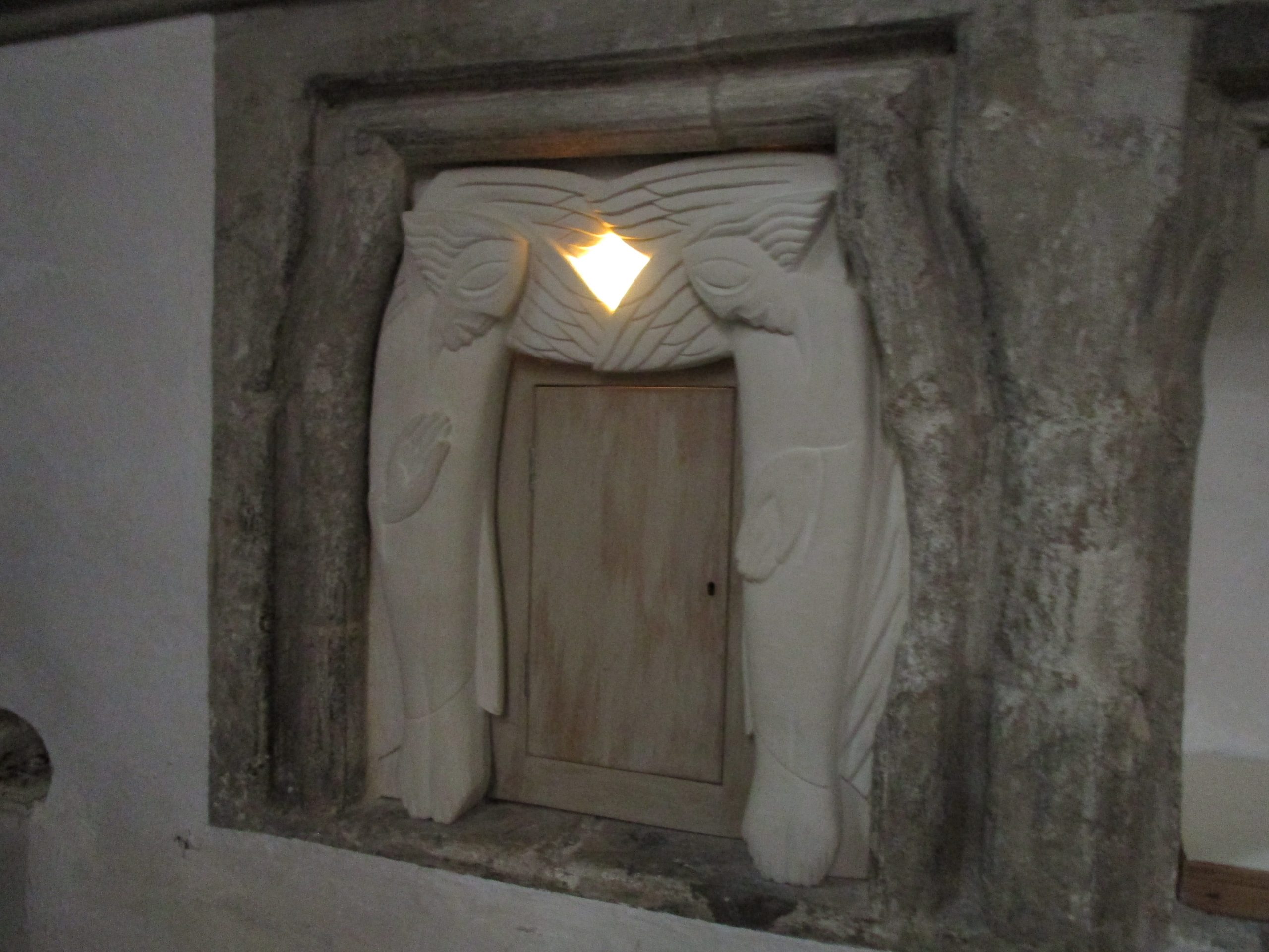 Cloister Walk-Image of a window in an old church for an anchorhold